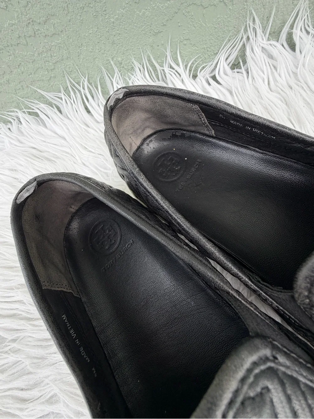 Tory Burch Jesse Quilted Slip-on Black Leather Sneaker Flats Size 8